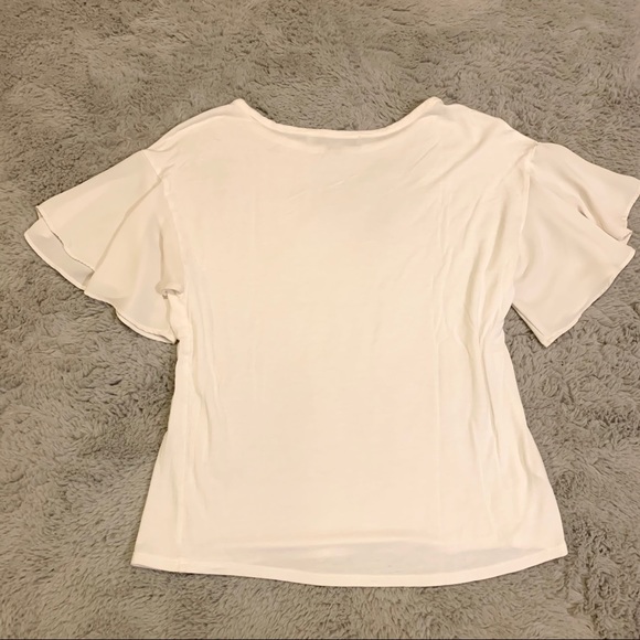 LOFT | White Flowy Tee - Picture 3 of 4